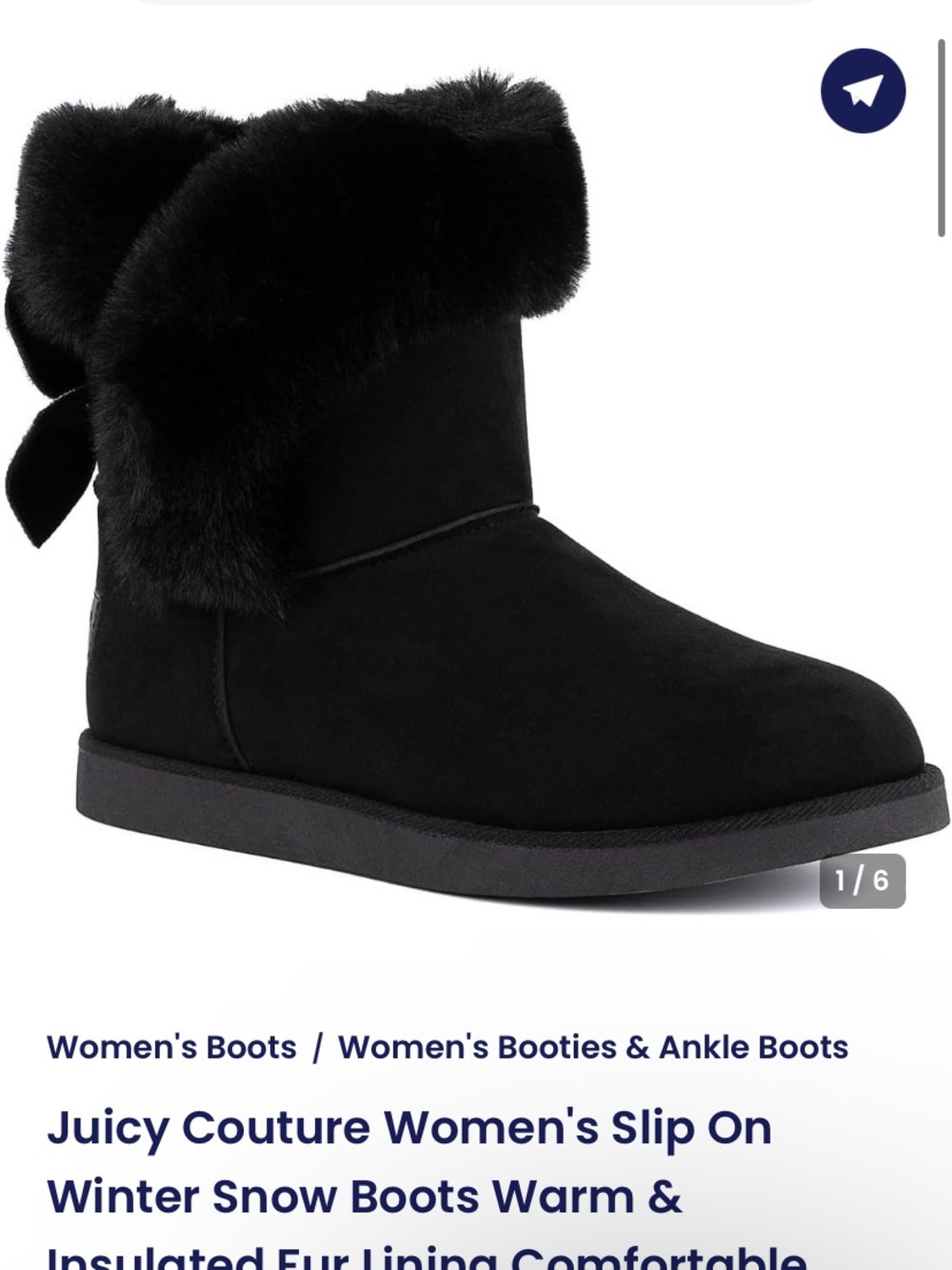 Juicy Couture Black Suede-Look Faux Fur Cuff Ankle Boots